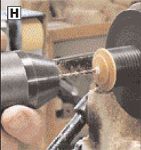 This allows me to make any final changes on the finial and also drill a 1/8" diameter hole.