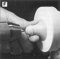Drill a 1/8" hole for the bell handle to accept the handle.