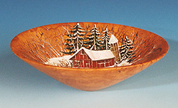 Outside Small Bowl with Scene Painted by Susan Rosand